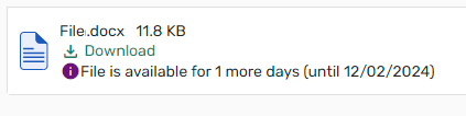 Message for a file available for less than 7 days.