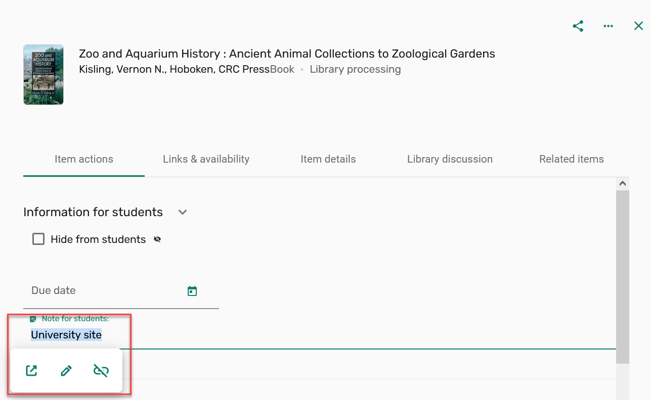 The note to student URL.