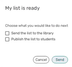 Options to send the list for review or publish.