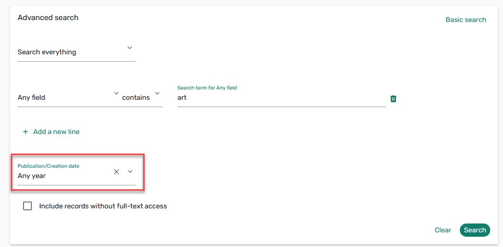 Filter by publication/creation date.