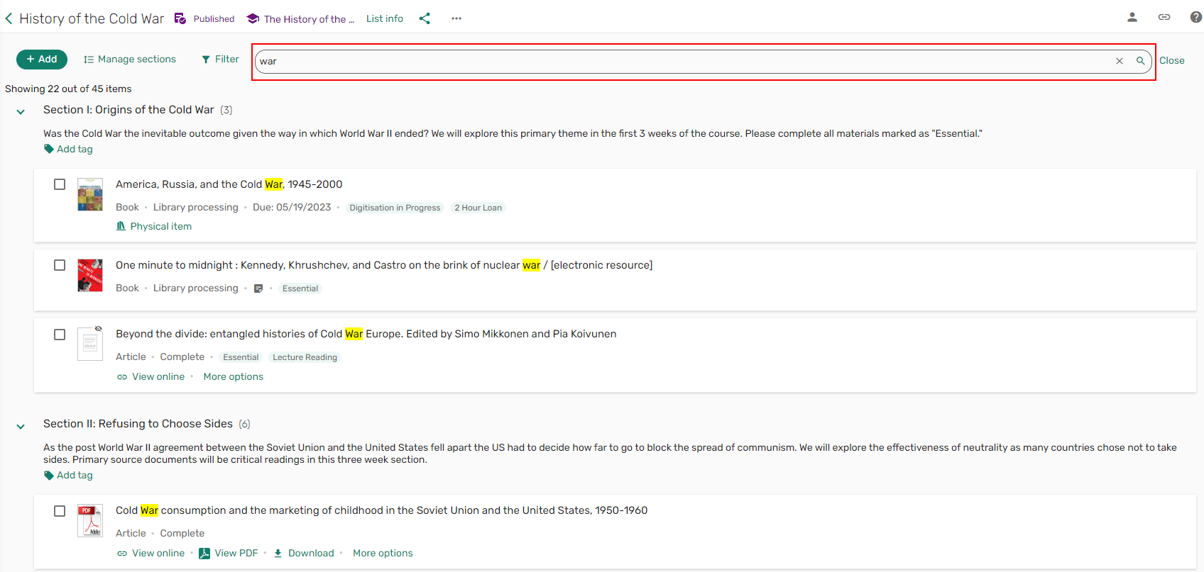 Search all lists.
