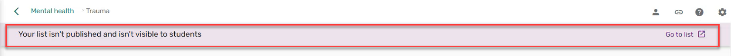 The list status from a section view.