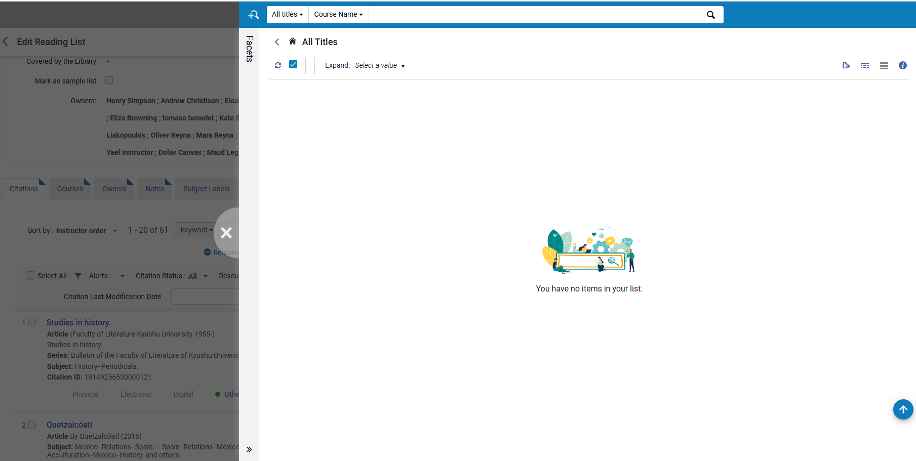 The Add Repository Citation new UI search.