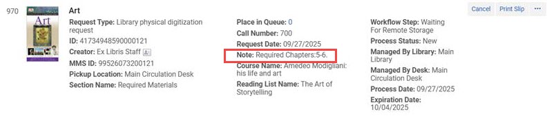 Displayed number of required chapters.