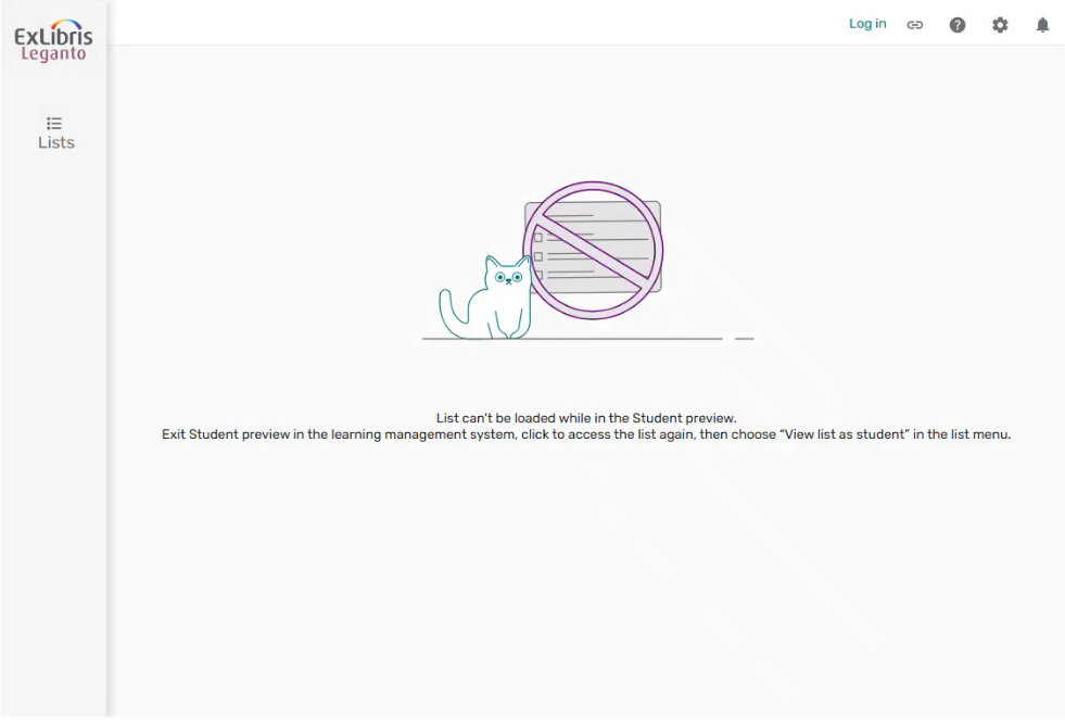 The student preview error message.