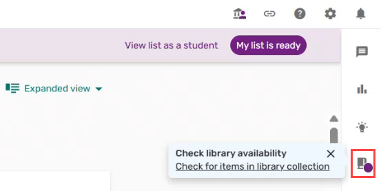 The Check library availability badge.