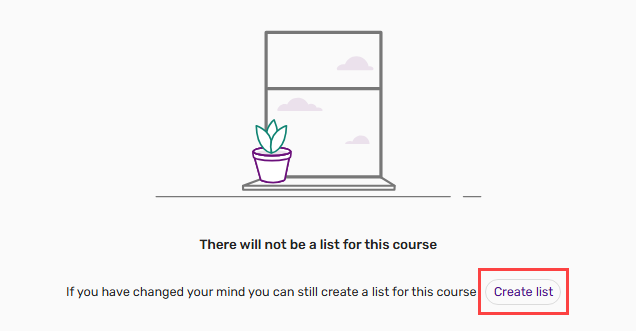 The create list button.
