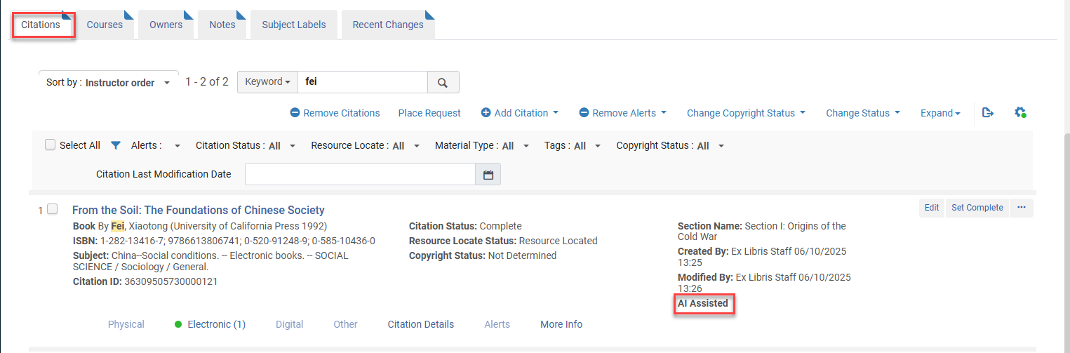 Indication that a citation was created using AI.