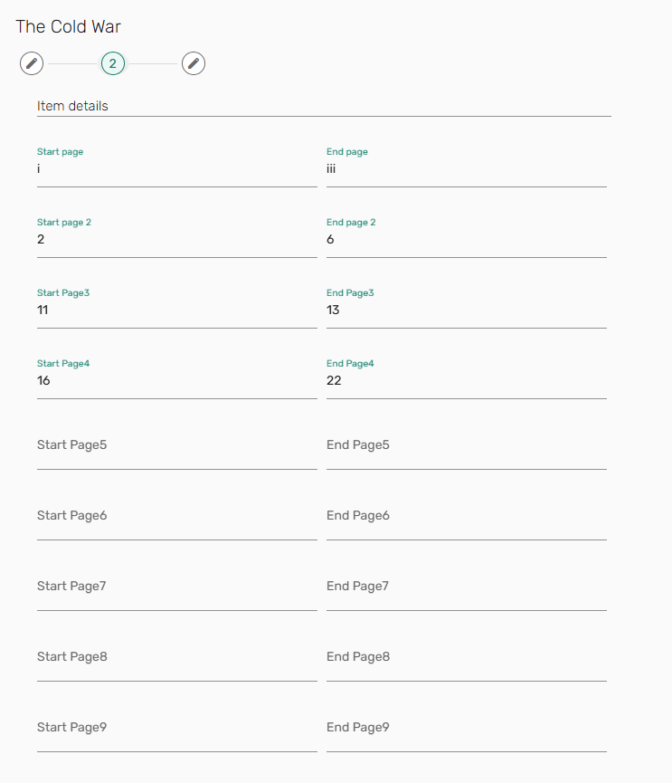 Additional page ranges on the manual entry.