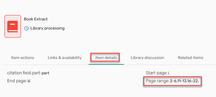 Manual entry item details page range.