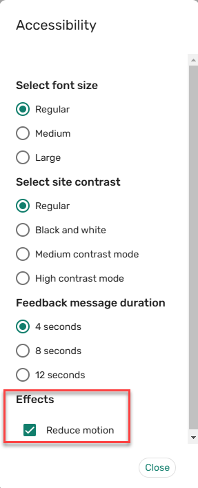 The option to disable annimations.