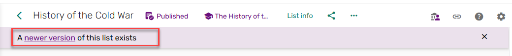 The banner for a rolled over list.