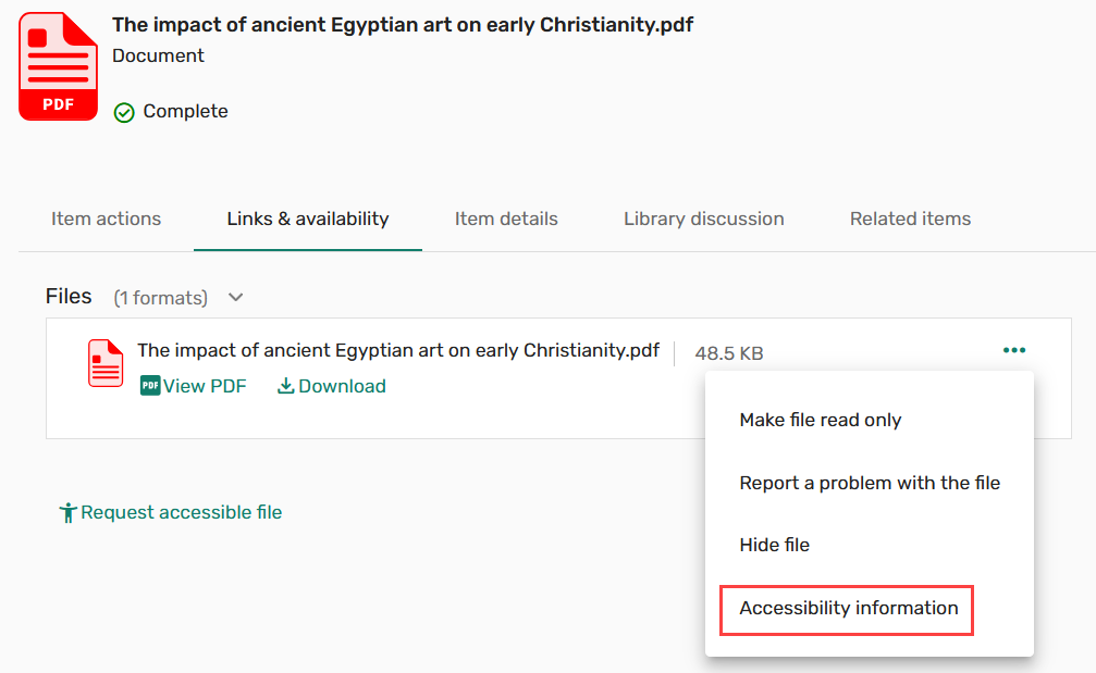 Accessibility information button.