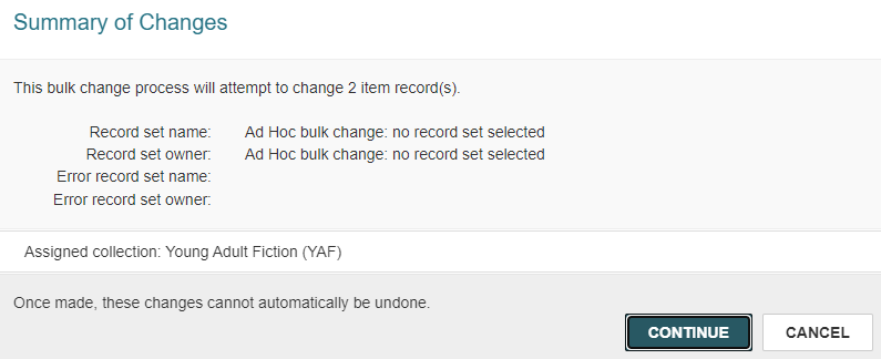 Click to Expand Summary of Changes dialog