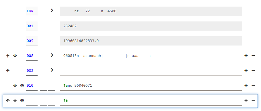 Adding a data field tag in an authority record