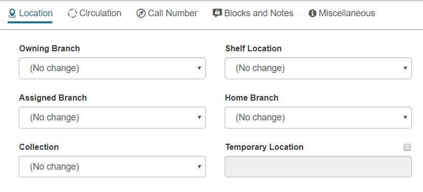 Click to Expand Item Bulk Change, Location view