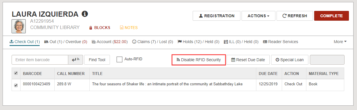 Click to expand Disable RFID Security option.
