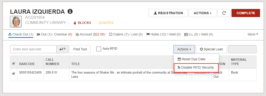 Click to expand Disable RFID Security option.