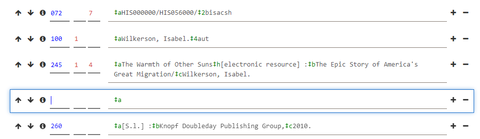 Click to expand Adding a data field tag to a bibliographic record