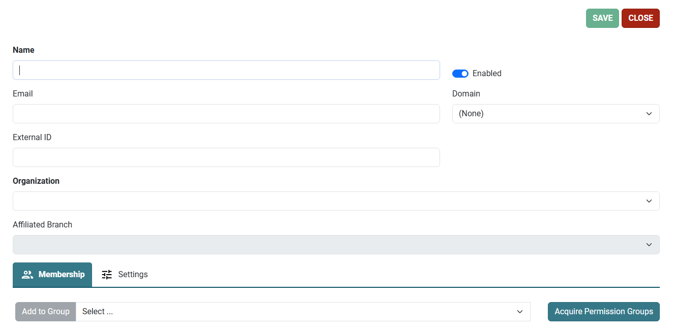 Click to expand New staff member workform with settings