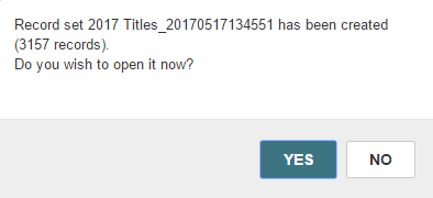 Record Set Created Successfully Message