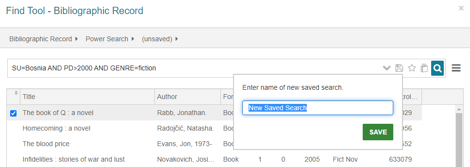 Click to expand Saving a power search.