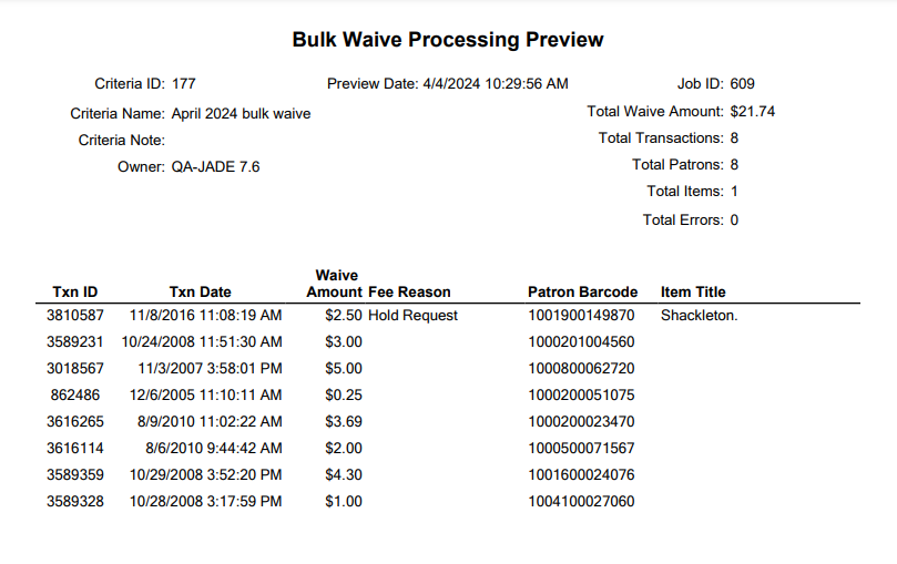 Click to expand Bulk waive processing full preview