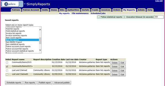 Click to expand Selecting a report to edit
