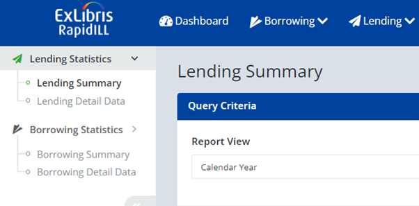 Accessing the four statistical reports.