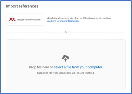Import references page.