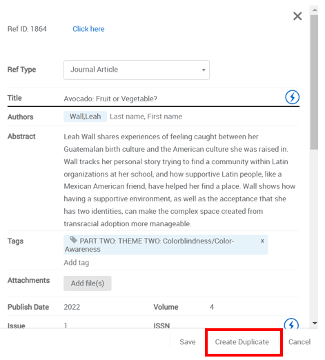 Reference editor - Create duplicate.