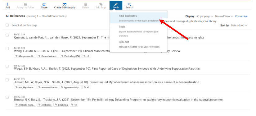 Tools > Find Duplicates.