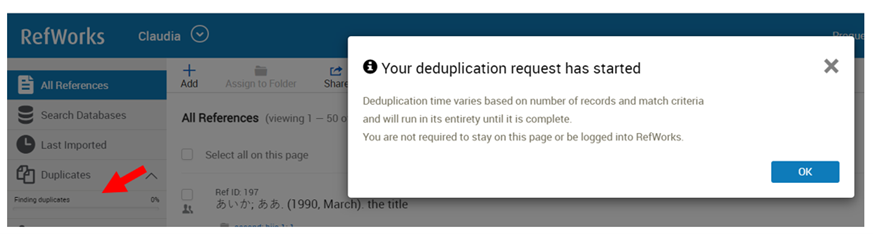 Deduplication Request.