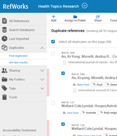 Duplicates Navigation Section.