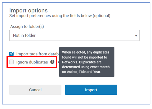 Ignore duplicates during import.