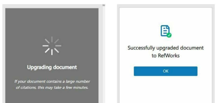 Upgrade in Progress and Success Messages.
