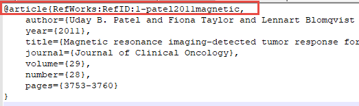 Example of metadata in exported Bibtex file
