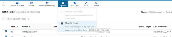 Move to trash option.