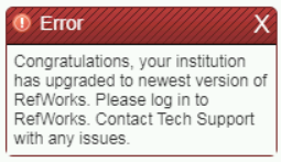 Institution has been Upgraded message.