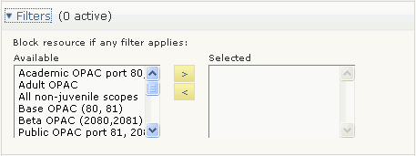 Filters tab
