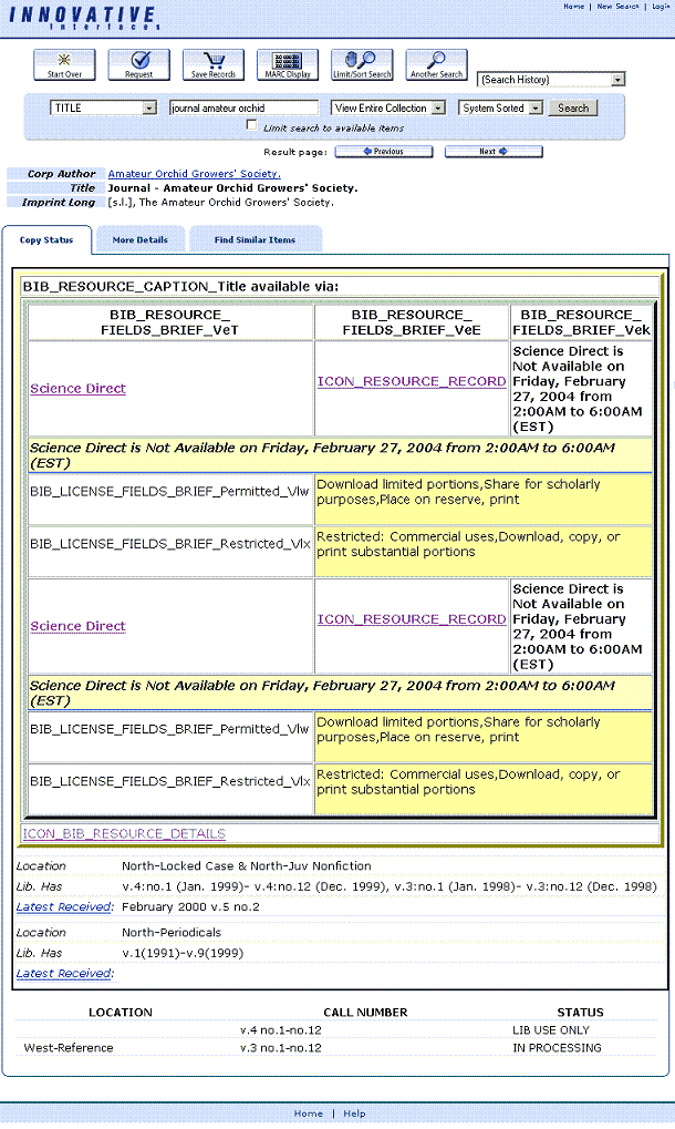 WebPAC Display of Bib with Resource Fields