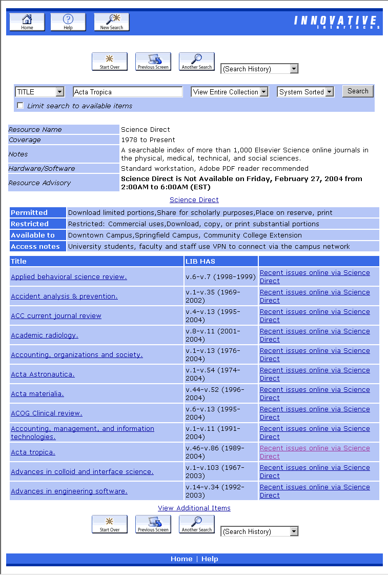 Public WebPAC Display of Resource Record Public WebPAC Display of Resource Record