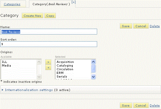 Category tab example Category tab example