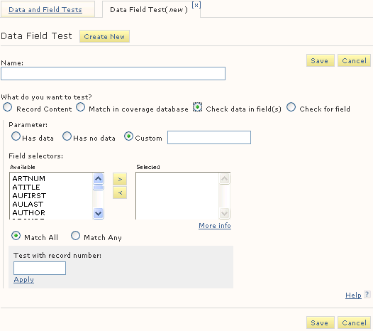 Data Field Test (new) Data Field Test (new)
