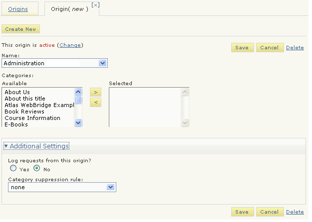 Origins (new) tab Origins (new) tab