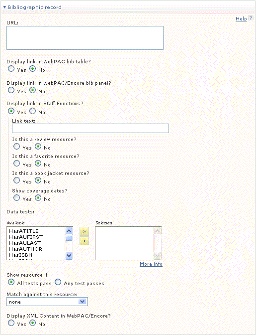 Bibliographic record menu-link on Millennium client Bibliographic record menu-link on Millennium client