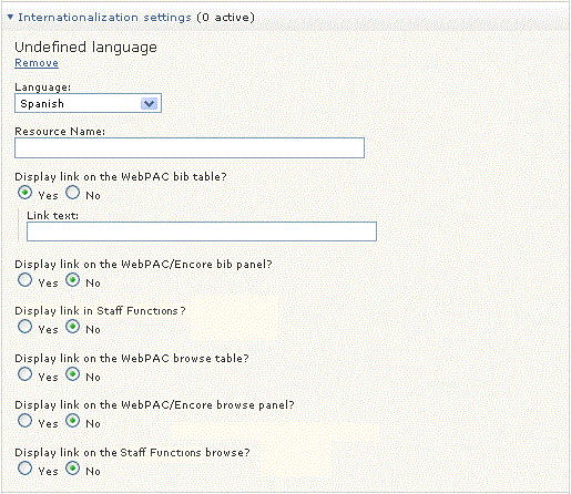 Internationalization menu Internationalization menu