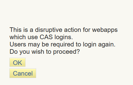 Warning message while restarting the CAS server