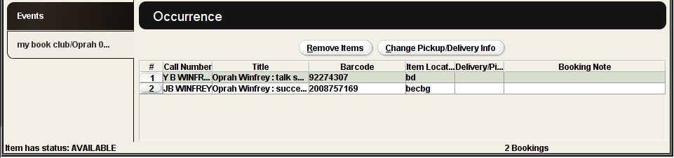 Occurrence tab