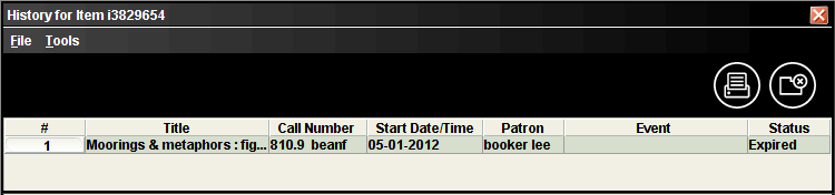 Bookings History Table display
